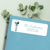 Étiquette Elegant Blue Baby Rattle Boy Baby shower Adresse