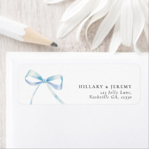 Étiquette Elegant Blue Bow Boy Baby shower Adresse de retour