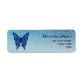 Étiquette Elegant Blue Butterfly Return Address  (Devant)