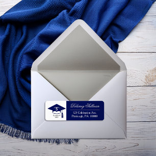 Étiquette Élégant Blue College Graduation Return Adresse