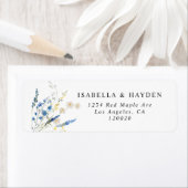 Étiquette Elégant Blue Dainty Flowers Floral Adresse de reto (En situation)