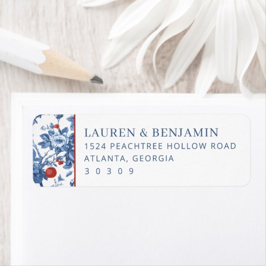 Étiquette Elegant Blue Floral Border (En situation)