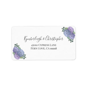 Étiquette Elégant Blue Floral Wedding RSVP Adresse de retour