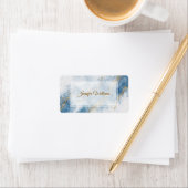 Étiquette Elegant Blue Gold Glitter Abstract Flow (En situation)