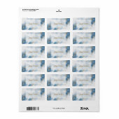 Étiquette Elegant Blue Gold Glitter Abstract Flow (Feuille entière)