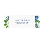 Étiquette Elegant Blue Hydrangea Baby shower Adresse de reto (Devant)