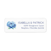 Étiquette Elegant Blue Peony Wedding Address Label (Devant)