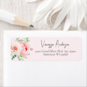 Étiquette Élégant Blush rose Floral Adresse de retour (En situation)