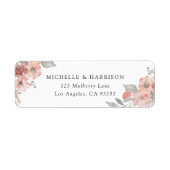 Étiquette Elégant Blush rose Floral Aquarelle Adresse (Devant)