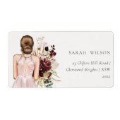Étiquette Elegant Boho Blush Mariage Gown Bride Adresse (Devant)