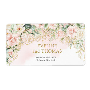 Étiquette Elégant boho blush parties scintillant or floral s