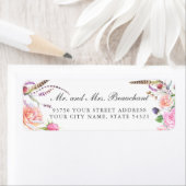 Étiquette Elégant Boho Botanic Floral Rose Mariage (En situation)