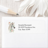 Étiquette Élégant Boho Cheval Blanc Floral (En situation)