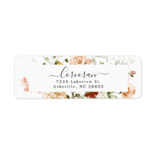 Étiquette Elegant Boho Floral manuscrit Adresse de retour