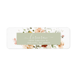 Étiquette Elegant Boho Floral manuscrit Adresse de retour