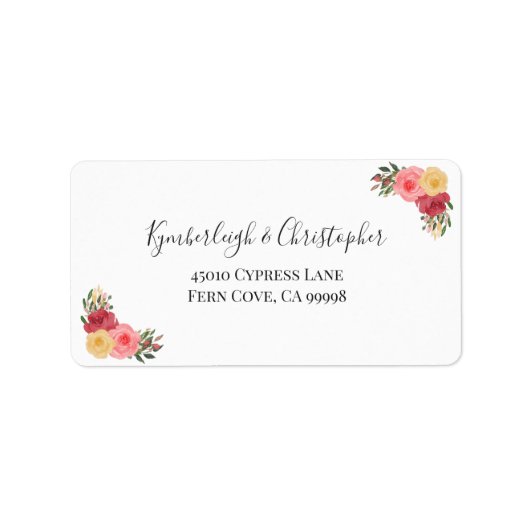 Étiquette Elegant Boho Floral Wedding RSVP Adresse de retour (Devant)