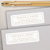 Étiquette Élégant Bordure simple Mariage or Adresse de retou