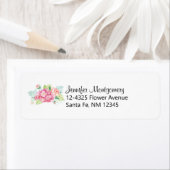 Étiquette Elégant Bouquet de fleurs rose (En situation)