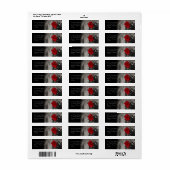 Étiquette Élégant Bouquet noir et blanc à la rose rouge (Feuille entière)