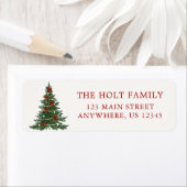 Étiquette Elegant Bow Christmas Tree Address Label (En situation)