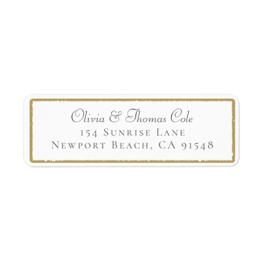 Étiquette Elégant Brossé Gold Frame Mariage Adresse de retou (Devant)