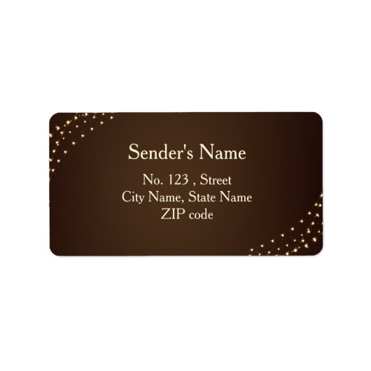 Étiquette Elegant Brown & Gold String Lights Wedding (Devant)