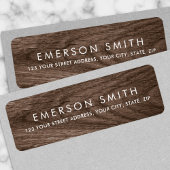 Étiquette Elegant brown oak wood grain modern return address