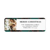 Étiquette Élégant Buffle vert moderne Plaid Noël (Devant)