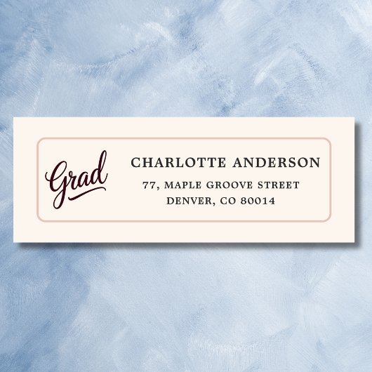Étiquette Elegant Burgundy Script Grad Return Label