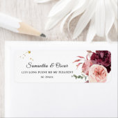 Étiquette Elégant cadre Or Floral Rouge & Rose (En situation)