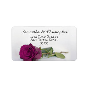 Étiquette Elegant Cassis Purple Rose Adresse Mariage