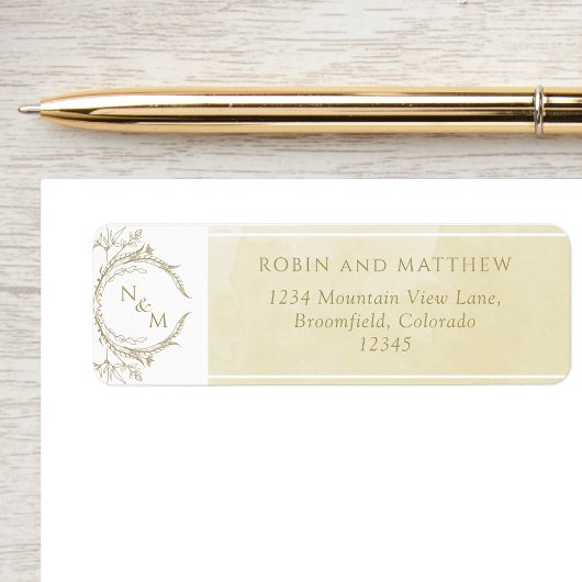 Étiquette Elégant Champagne Aquarelle Monogramme Mariage