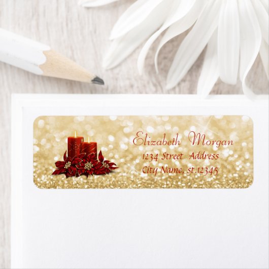 Étiquette Élégant, Chandelle de Noël élégant, Glittery Bokeh (En situation)