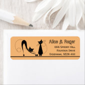 Étiquette Élégant chat noir, Halloween (En situation)