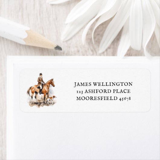 Étiquette Élégant cheval britannique de chasse équestre (En situation)