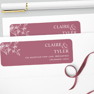 Étiquette Elegant Chic Bourgogne Mariage Retour Adresse