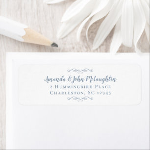 Étiquette Elegant Chic Dusty Bue Calligraphy Adresse de reto