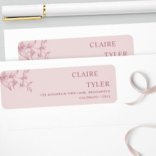 Étiquette Elegant Chic Dusty Mariage rose Adresse de retour