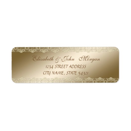 Étiquette Elégant Chic Luxe, Faux Gold, Dentelle (Devant)