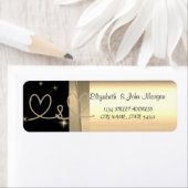 Étiquette Elégant Chic Luxe, Faux Gold, Noir, Coeurs (En situation)