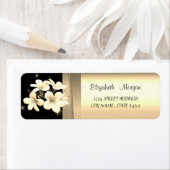 Étiquette Elégant Chic Luxe, Faux Gold, Noir, Fleurs (En situation)