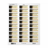 Étiquette Elégant Chic Luxe, Faux Gold, Noir, Rose (Feuille entière)