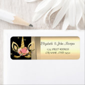 Étiquette Elégant Chic Luxe, Faux Gold, Noir, Unicorne (En situation)