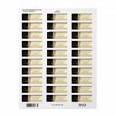 Étiquette Élégant Chic Luxe, Faux Or, Noir, Cœurs (Feuille entière)