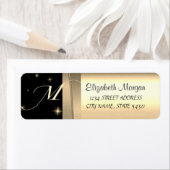 Étiquette Élégant Chic Luxe, Faux Or, Noir, Monogramme (En situation)