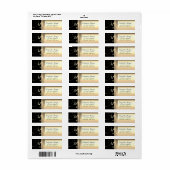 Étiquette Élégant Chic Luxe, Faux Or, Noir, Monogramme (Feuille entière)