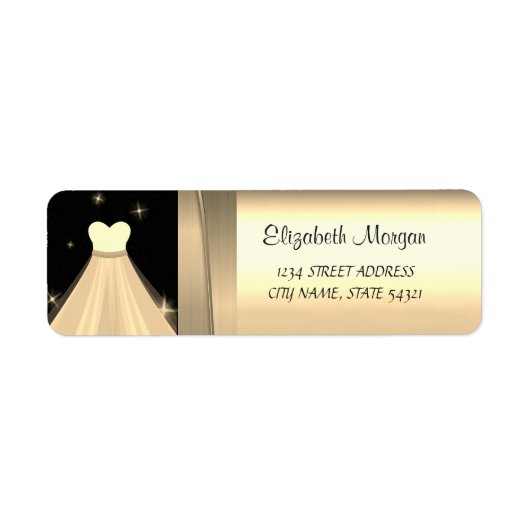 Étiquette Élégant Chic Luxe ,Faux Or, Robe (Devant)