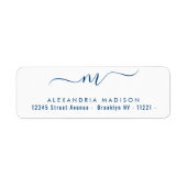 Étiquette Elégant Chic Monogram Marine Blue Modern Typograph (Devant)