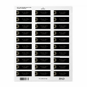 Étiquette Élégant, chic, noir, or Adresse (Feuille entière)