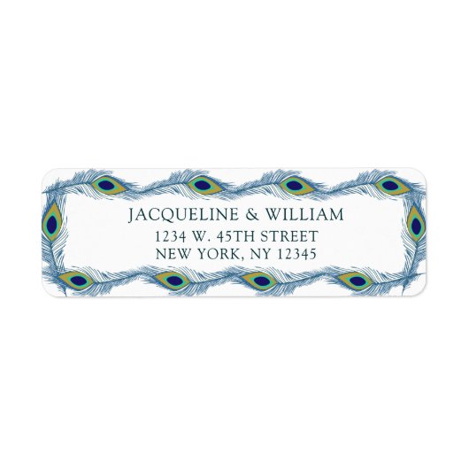 Étiquette Elegant Chic Peacock Aquarelle Adresse de retour (Devant)